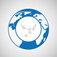 Sticker - weather forecast globe snowflake cloud icon graphic vector ilustration eps 10