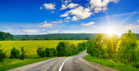 country road and beautiful sunset