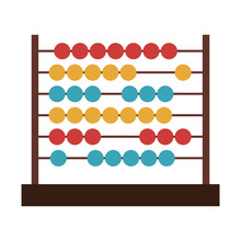 Colorful Abacus Icon Over White Background. Mathematics Education Object. Vector Illustration