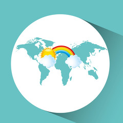 Sticker - weather concept forecast rainbow cloud and sun icon design vector illustration eps 10