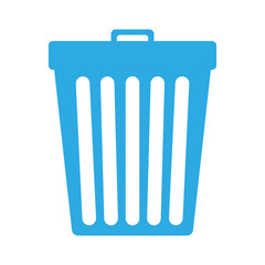 Canvas Print - blue trash can icon over white background. recycle design. vector illustration