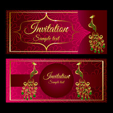Wedding Invitation Or Card With Abstract Background. Islam, Arabic, Indian, Decoration