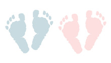 Newborn Footprints. Baby Girl And Boy Foots