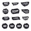 © blankstock - Ink brush sale stripes and banners. Sale discount icons. Special offer price signs. 40, 50, 60 and 70 percent off reduction symbols. Black friday. Ink stroke. Vector