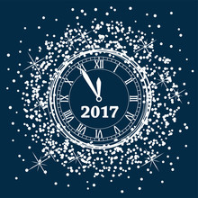 Vector New Year 2017 Background Design With A Clock