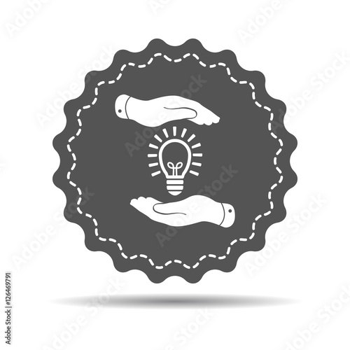 Two Hands Protecting Black Idea Light Lamp Bulb Icon On A White
