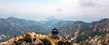 Pavilion On The Top Of Jufeng Trail, Laoshan Mountain, Qingdao, China. Jufeng Is The Highest Trail In Laoshan, Where Visitors Can Enjoy Beautiful Aerial Views Of The Landscape