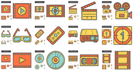 Wall Mural - Cinema line icon set.