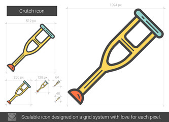 Sticker - Crutch line icon.