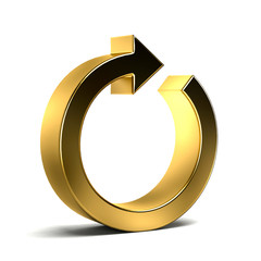 Circular Arrow. Redo, Cycle, Restart, Loop concepts. 3D Golden R