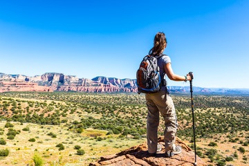 woman hiker taking in scenic view