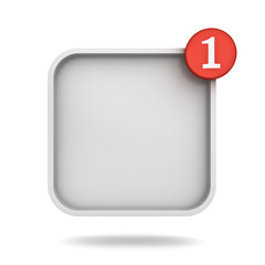Aufkleber - Notification one new message in the blank square button concept isolated over white background with shadow 3D rendering