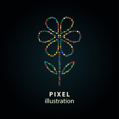 Wall Mural - Flower - pixel illustration.