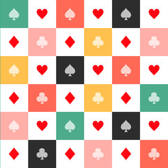 Wall Mural - Colorful Card Suits Chess Board Diamond Background Vector Illustration