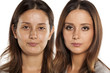 comparative portrait of the same woman, with and without makeup