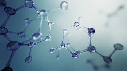 Wall Mural - 3d illustration of molecule model. science background with molecules