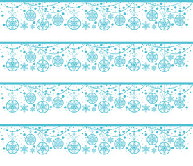 Wall Mural - Vector seamless pattern with blue snowflakes on white background.. Winter christmas background.