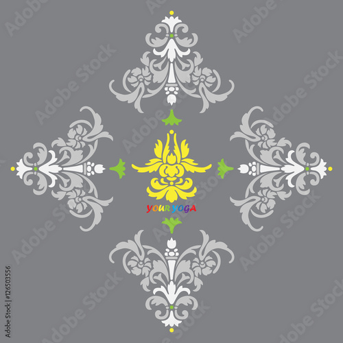 Conceptual Floral Ornament Stylized Lotus Pose Padmasana Yoga