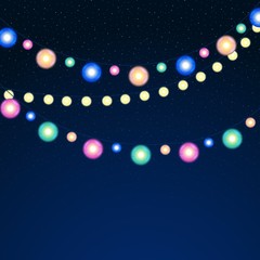 Poster - Christmas garlands on dark background