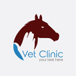 logo vector veterinary clinic for horses, is designed as a contour line, black and white monochrome, happy horse, human hand stroking horse