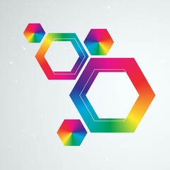 Aufkleber - abstract rainbow hexagons