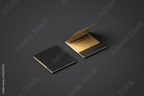 Blank Black Promo Matches Book Mock Up Clipping Path 3d Rendering Paper Match Box Packaging Mockup Matchbook Case Top Side View Ready For Logo Design Presentation Opened Matchbox Presentation Buy This