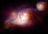 Fototapeta  - Stars, dust and gas nebula in a far galaxy