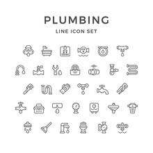 Set Line Icons Of Plumbing