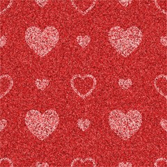 Poster - textured red seamless pattern with hearts