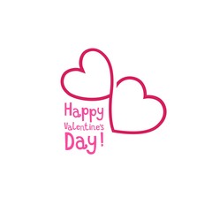 Poster - Two outline hearts symbol greeting card.