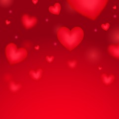 Aufkleber - Falling blurred red hearts background.