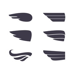 Poster - Set of vector silhouettes wings.