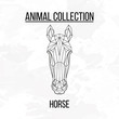 Horse head geometric lines silhouette isolated on white background vintage design element