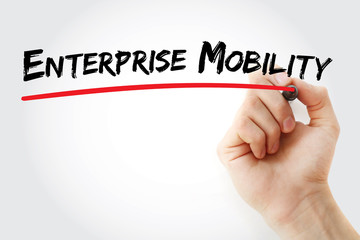 Poster - Hand writing Enterprise mobility with marker, concept background