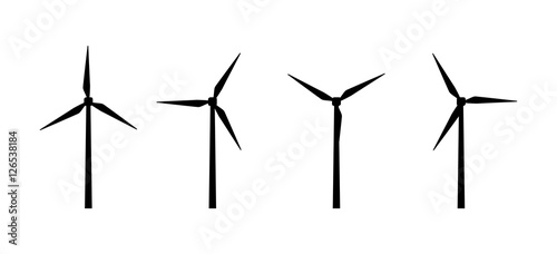 Fotomural Vector silhouettes of wind turbines