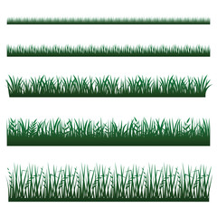 Grass icon set, vector. Green grass border collection.