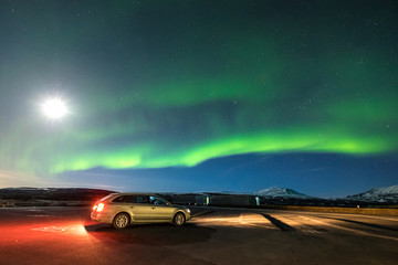 Wall Mural - aurora borealis over the thingvellir national park - iceland