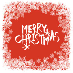 Poster - Merry Christmas greeting. Snowflakes frame.