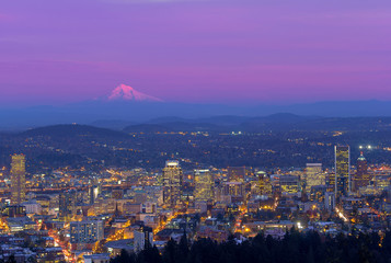 Wall Mural - Portland Oregon Cityscape at Dusk