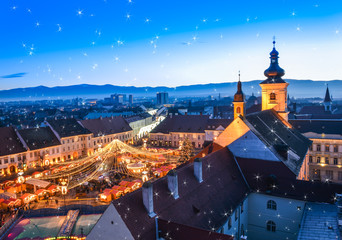 Wall Mural - Christmas market in Sibiu, town of Transylvania, Romania