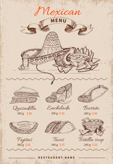 Wall Mural - Mexican Hand Drawn Menu