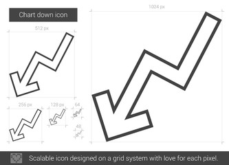 Poster - Chart down line icon.