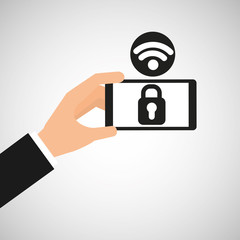 Poster - smartphone security lock internet wifi icon vector illustration eps 10