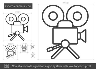 Poster - Cinema camera line icon.