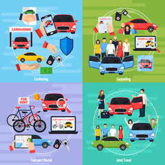 Sticker - Carsharing Concept Icons Set 