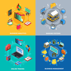 Poster - Financial Isometric Icons Square Composition