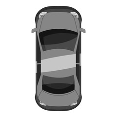 Wall Mural - Car top view icon. Gray monochrome illustration of car vector icon for web design