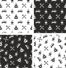 Barbecue Aligned & Random Seamless Pattern Set