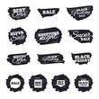 © blankstock - Ink brush sale stripes and banners. Sale speech bubble icons. Buy now arrow symbols. Black friday gift box signs. Big sale shopping bag. Black friday. Ink stroke. Vector
