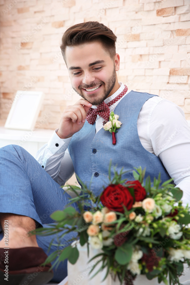 Groom on his wedding day